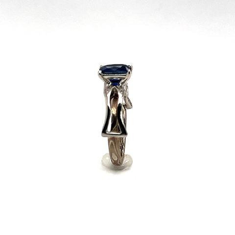 2.19ctw Platinum Mokume Sapphire Custom Ring