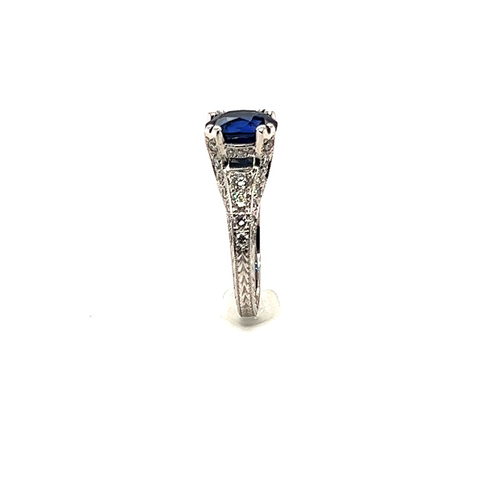 3.41CT NATURAL BLUE SAPPHIRE AND DIAMOND RING