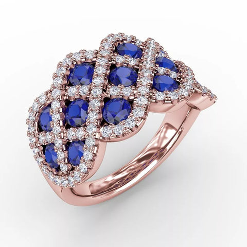 You and Me Ruby and Diamond Interweaving Ring 1370