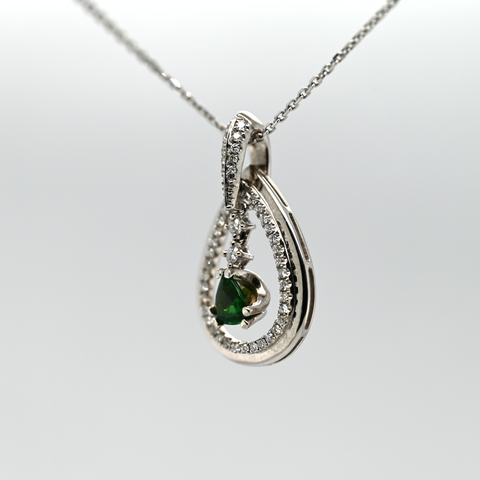 0.47CT Tsavorite Garnet and Diamond Custom Pendant