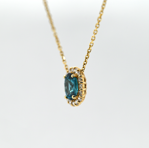 4.90CT BLUE ZIRCON CUSTOM DIAMOND PENDANT