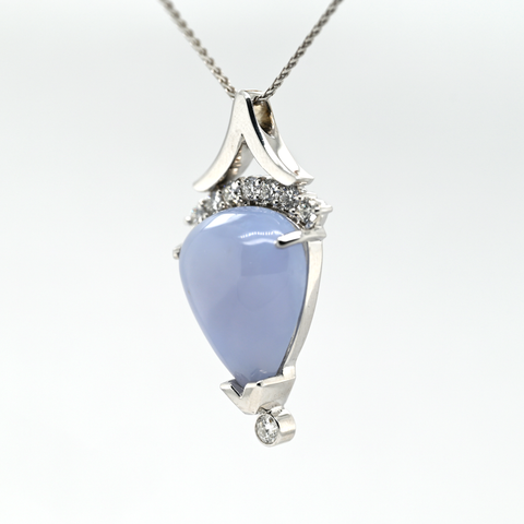 17.03CT CHALCEDONY AND DIAMOND PENDANT