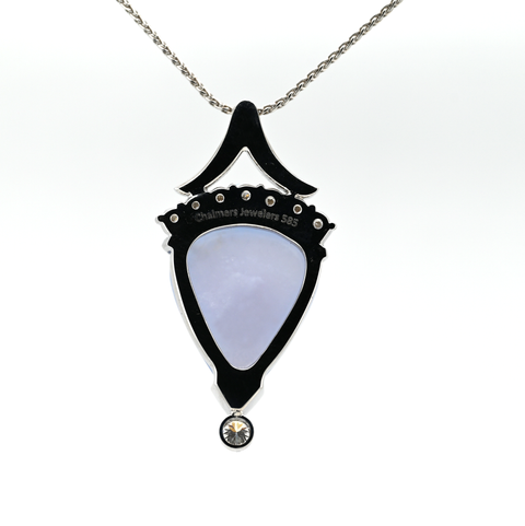 17.03CT CHALCEDONY AND DIAMOND PENDANT