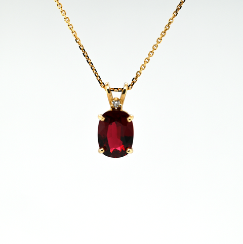 1.16CT NATURAL RED SPINEL AND DIAMOND PENDANT