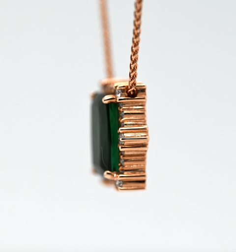 4.45ct Tourmaline and Diamond Custom Pendant