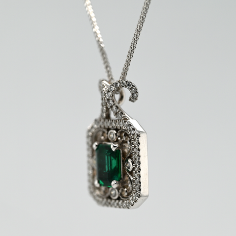 1.24ct Emerald & Diamond Pendant