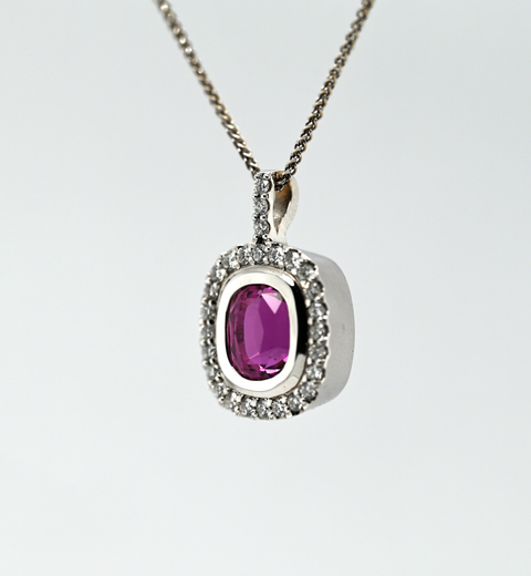 4.22CT Sapphire and Diamond Custom Pendant