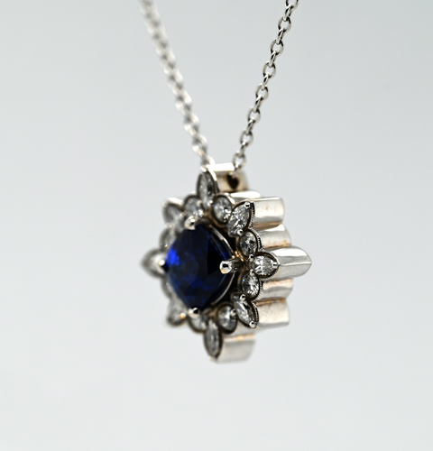 3.53CT Sapphire and Diamond Custom Pendant