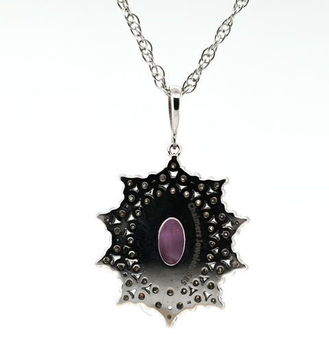 2.11CT PURPLE STAR SAPPHIRE AND DIAMOND CUSTOM PENDANT