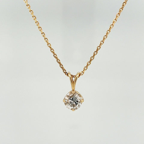 14k Yellow Gold 1.50CT Classic Diamond Solitaire Pendant