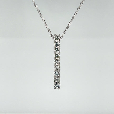 14k White Gold Diamond Line Pendant