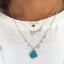 Opal Necklace with Off-Centered Diamond Charms