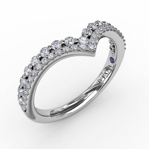 Fana Tiered Prong Set Chevron Diamond Band 7324
