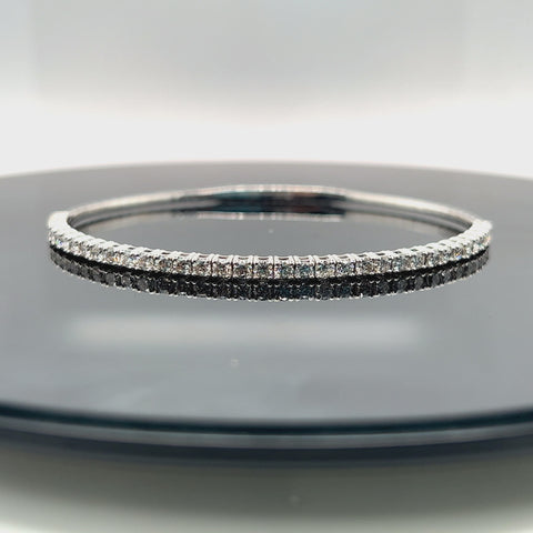 14k White Gold 1.86CTW Diamond Flex Bangle