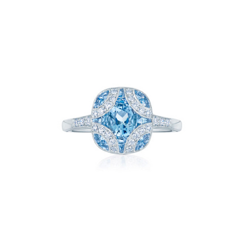 KWIAT Argyle Collection Aquamarine and Diamond Ring R-28115-0-AQUDIA-18KW