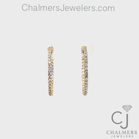 1.08ctw Diamond Inside Outside Hoop Earrings