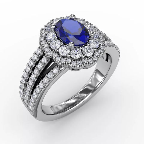 Ruby and Diamond Triple Row Split Shank Ring