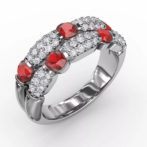 Fana Double Row Emerald and Diamond Ring 1592