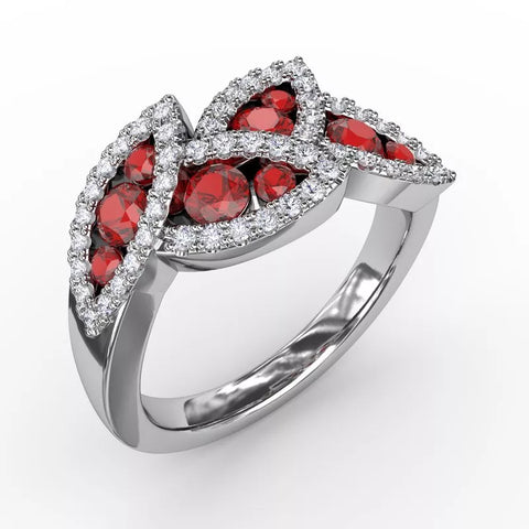 Fana Glam Galore Sapphire and Diamond Leaf Ring 1597
