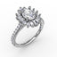 Fana Mixed Shape Oval Diamond Halo Ballerina Style Engagement Ring S4026
