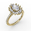 Fana Mixed Shape Oval Diamond Halo Ballerina Style Engagement Ring S4026