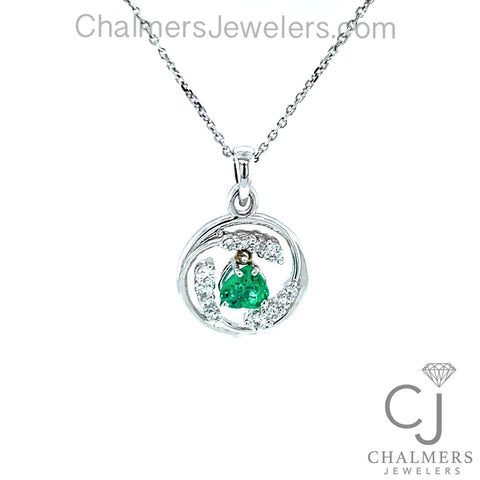 0.51ct Emerald & Diamond Pendant