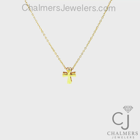 14k Yellow Gold Cross Fashion Necklace