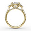 Fana Oval Diamond Halo Engagement Ring With Pear-Shape Diamond Side Stones 3280