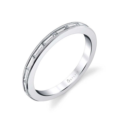 Sylvie Classic Baguette Wedding Band-B0046