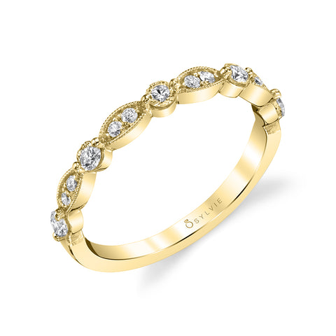 Sylvie Patterned Stackable Diamond Wedding Band - B0072