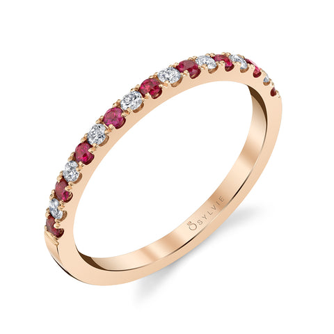 Sylvie Classic Ruby & Diamond Wedding Band B4002-RU