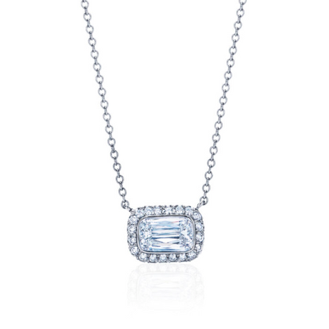 KWIAT Ashoka Diamond Pendant with Bezeled Halo N-9673-GROUP-18KW