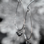 14k White Gold Wire Hoops with Black Diamond Dangles