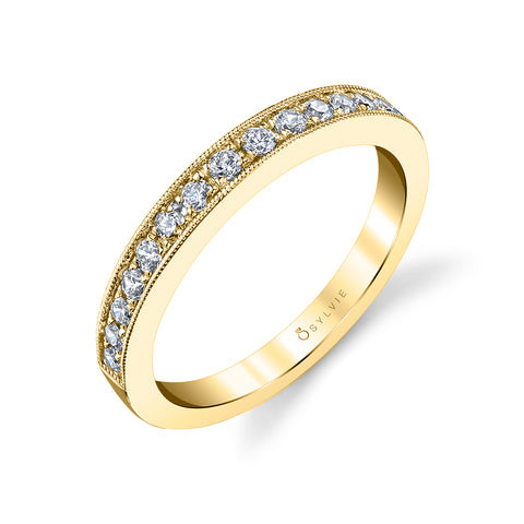 Sylvie Classic Wedding Band With Milgrain Edge BS1387