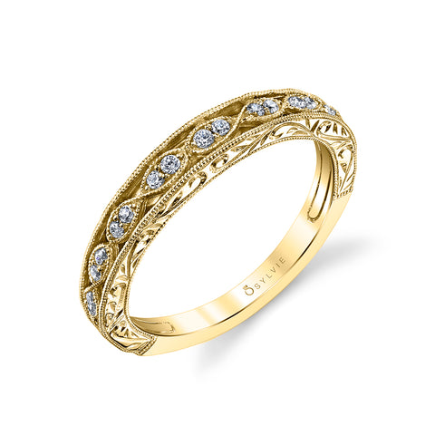 Sylvie Vintage Inspired Wedding Band With Hand Engraving BS1414