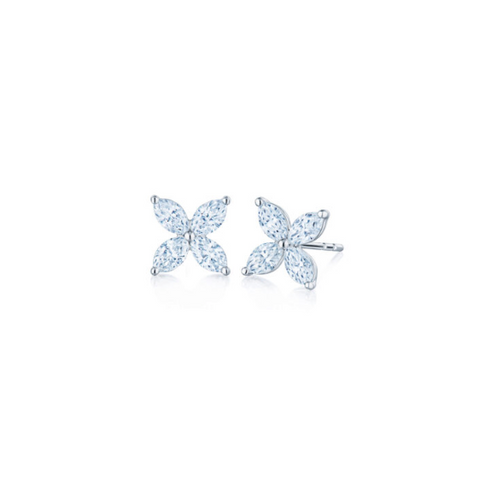 KWIAT Cluster Sunburst X Stud Earrings with Marquise Diamonds E-2679-0-DIA-18KW