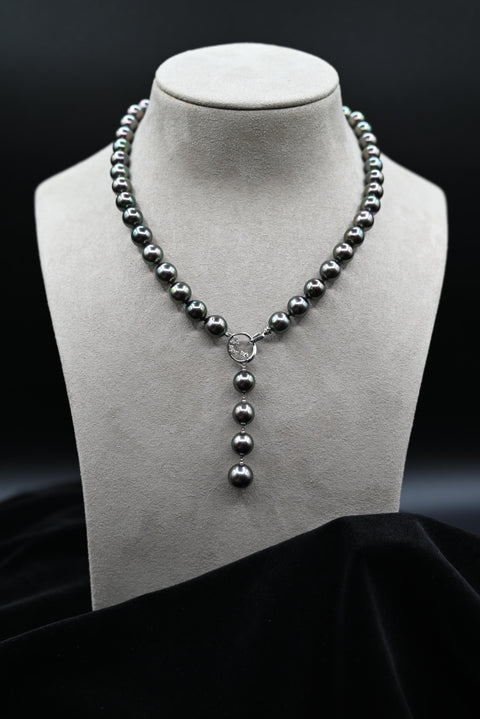 Tahitian and Diamond Lariat Necklace