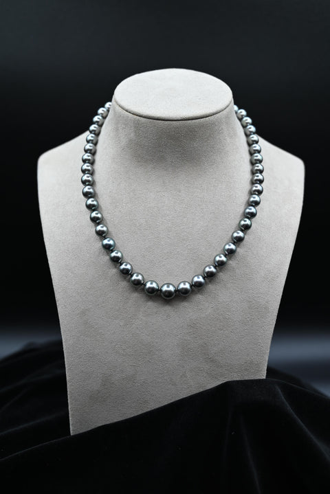 Natural Tahitian Pearl Necklace with 18k White Gold Clasp