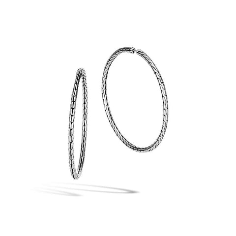 Classic Chain Silver Large Hoop Earrings - Chalmers Jewelers