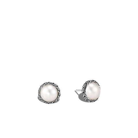 Classic Chain Stud Earring with Mabe Freshwater Pearl - Chalmers Jewelers