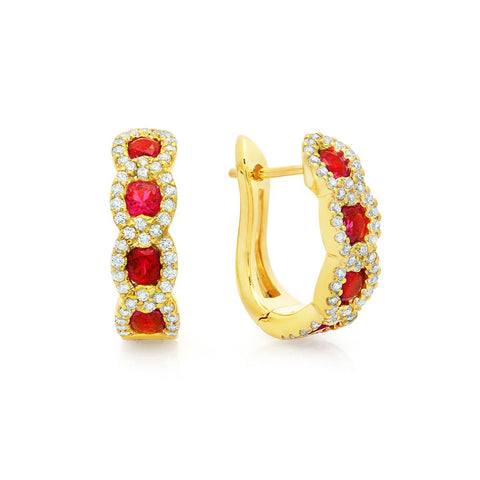 Fana Curb Link Emerald and Diamond Hoop Earrings