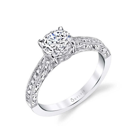 Hand Engraved Solitaire Engagement Ring S1363 - Chalmers Jewelers