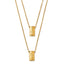 14k Yellow Gold Double Stacked Geometric Necklace 18 inches LF142-18