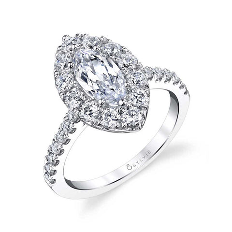 Marquise Cut Halo Engagement Ring S1299-MQ - Chalmers Jewelers