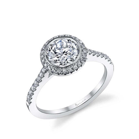 Modern Bezel Set Halo Engagement Ring S1091 - Chalmers Jewelers