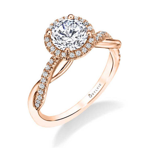 Modern Spiral Engagement Ring With Halo S1724 - Chalmers Jewelers