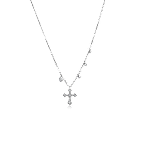 White Gold Gothic Cross Necklace