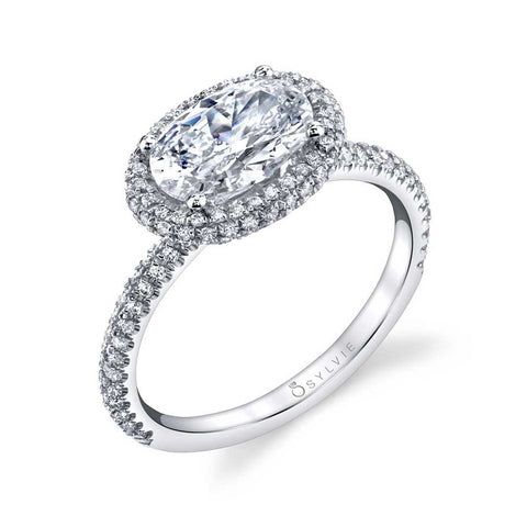 Oval Shaped East To West Halo Engagement Ring SY630-OV - Chalmers Jewelers