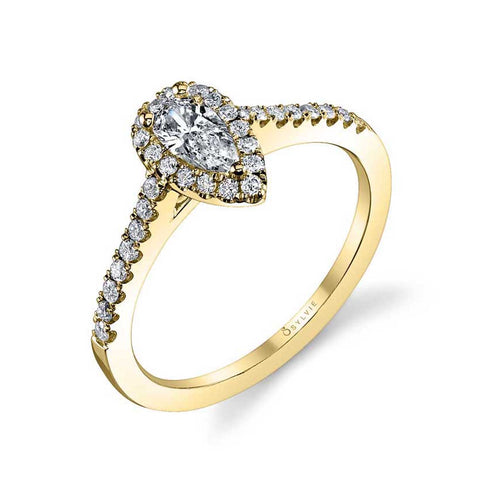 Classic Petite Pear Shaped Engagement Ring With Halo SY696-PS - Chalmers Jewelers