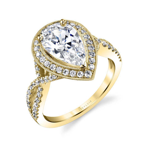 Pear Shaped Engagement Ring With Halo S1776 - Chalmers Jewelers